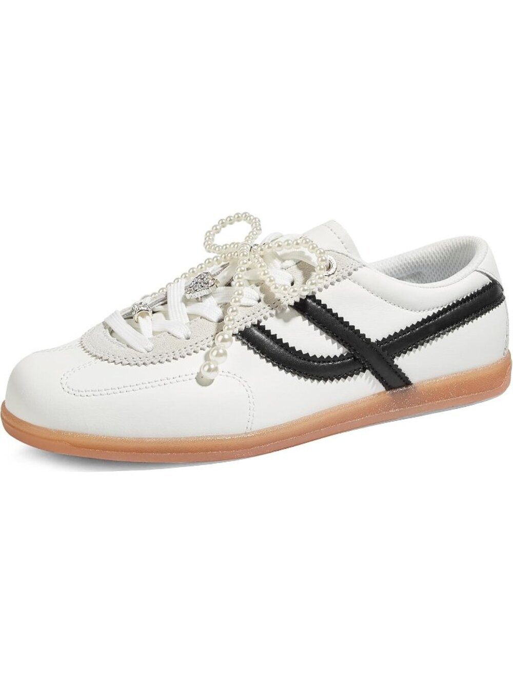 Women's White Black Classic Retro Casual Fashion Gum Sole Running Walking Shoes - Picture 4 of 6